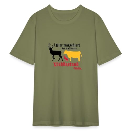 Spreadshirt Storch Heinar Hier Marschiert Der Nationale Viehbestand Männer Slim Fit T-Shirt, M, Khaki Grün von Spreadshirt