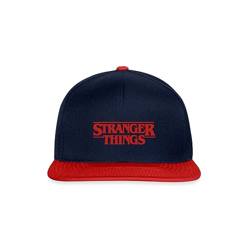 Spreadshirt Stranger Things Rotes Logo Classic Klein Snapback Cap, One Size, Navy/Rot von Spreadshirt