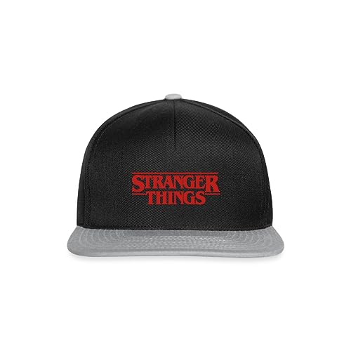 Spreadshirt Stranger Things Rotes Logo Classic Klein Snapback Cap, One Size, Schwarz/Grau von Spreadshirt