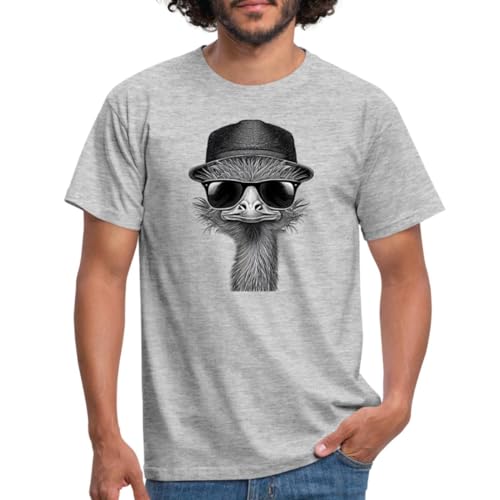Spreadshirt Strauß Mit Sonnenbrille Und Hut Witzig Männer T-Shirt, L, Grau meliert von Spreadshirt