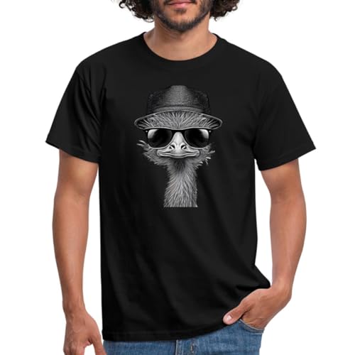 Spreadshirt Strauß Mit Sonnenbrille Und Hut Witzig Männer T-Shirt, L, Schwarz von Spreadshirt