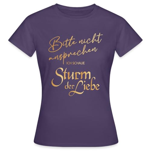 Spreadshirt Sturm Der Liebe Bitte Nicht Ansprechen Lustiger Spruch Frauen T-Shirt, M, Dunkellila von Spreadshirt