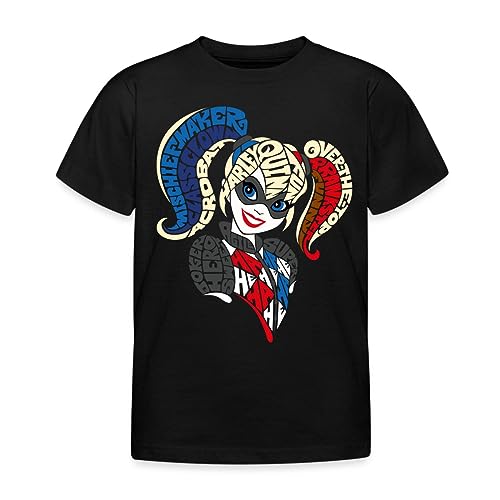 Spreadshirt Super Hero Girls Harley Quinn Typografie Teenager T-Shirt, 134/146 (9-11 Jahre), Schwarz von Spreadshirt