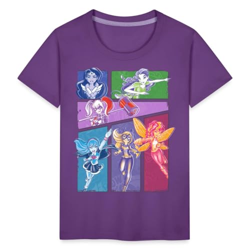 Spreadshirt Super Hero Girls Superheldinnen Collage Kinder Premium T-Shirt, 110/116 (4 Jahre), Lila von Spreadshirt