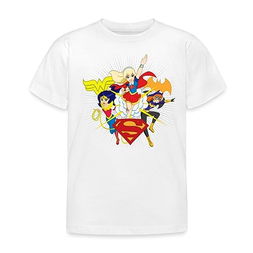 Spreadshirt Super Hero Girls Wonder Woman Supergirl Batgirl Kinder T-Shirt, 110/116 (5-6 Jahre), weiß von Spreadshirt