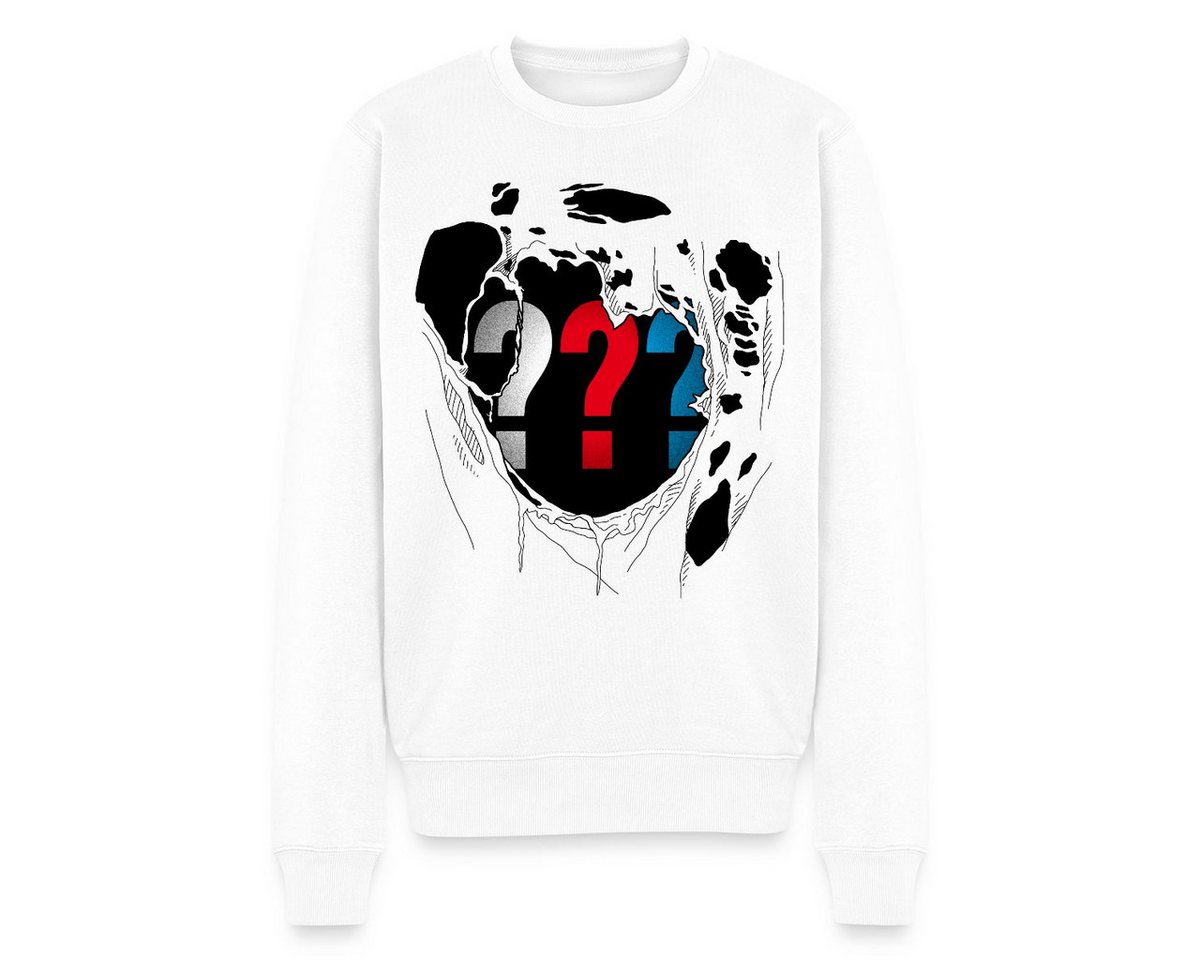 Spreadshirt Sweatshirt Die Drei Fragezeichen Brust Destroyed Look Männer Premium Pullover (1-tlg) von Spreadshirt