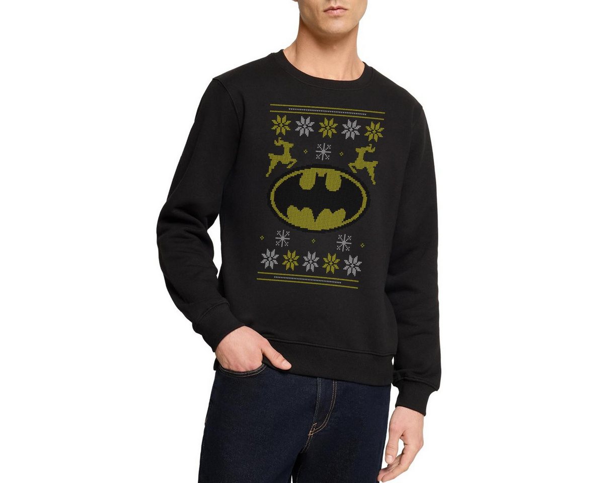 Spreadshirt Sweatshirt Justice League Batman Logo Ugly Christmas Herren Premium Pullover (1-tlg) von Spreadshirt