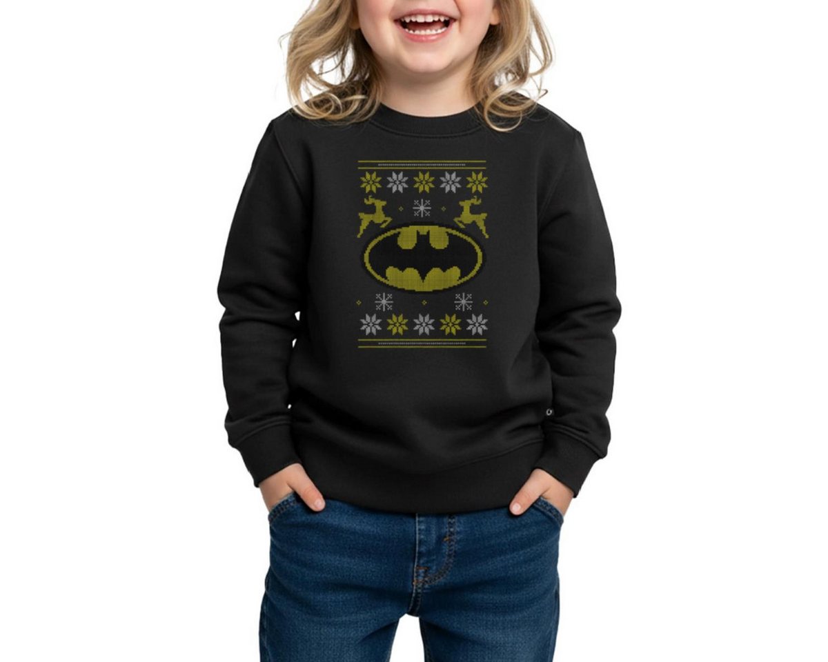 Spreadshirt Sweatshirt Justice League Batman Logo Ugly Christmas REGULAR FIT Kinder/Teenager (1-tlg) von Spreadshirt