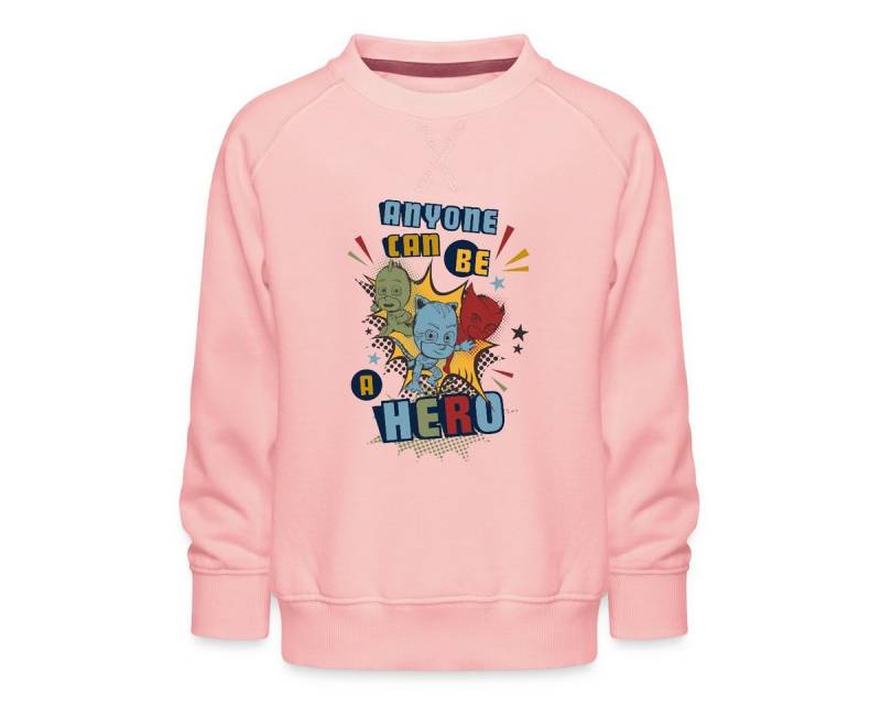 Spreadshirt Sweatshirt PJ Masks Anyone Can Be Hero Pyjamahelden Kinder Premium Pullover (1-tlg) von Spreadshirt