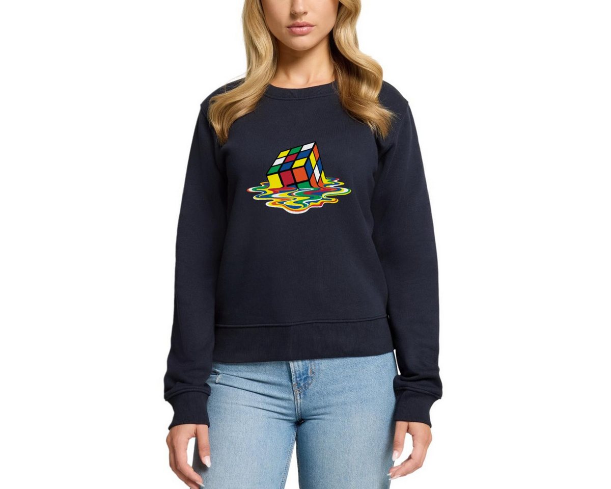 Spreadshirt Sweatshirt Rubik's Cube Zauberwürfel Melting Cube Damen Premium Pullover (1-tlg) von Spreadshirt