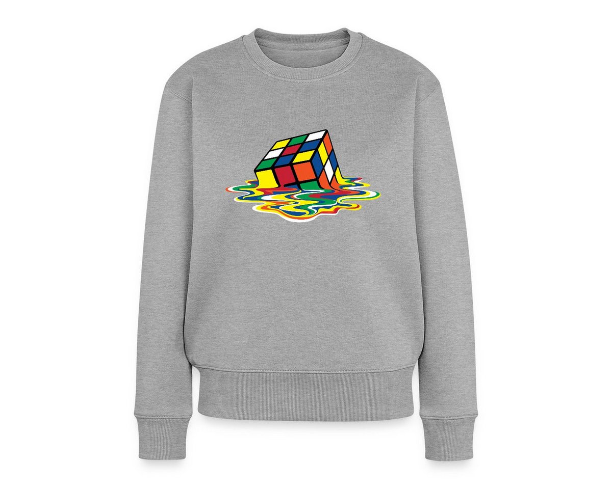 Spreadshirt Sweatshirt Rubik's Cube Zauberwürfel Melting Cube Damen Premium Pullover (1-tlg) von Spreadshirt