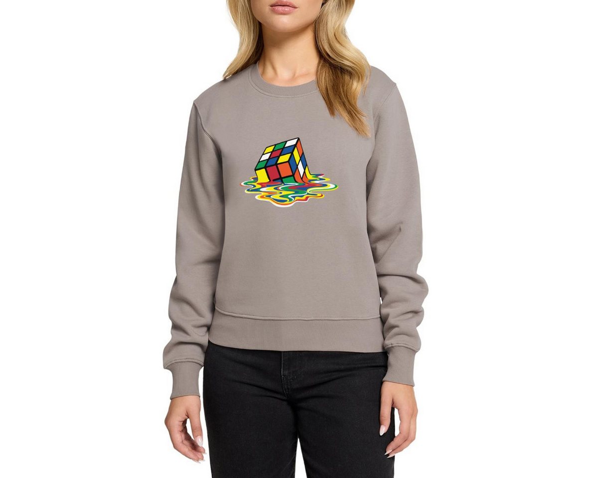 Spreadshirt Sweatshirt Rubik's Cube Zauberwürfel Melting Cube Damen Premium Pullover (1-tlg) von Spreadshirt