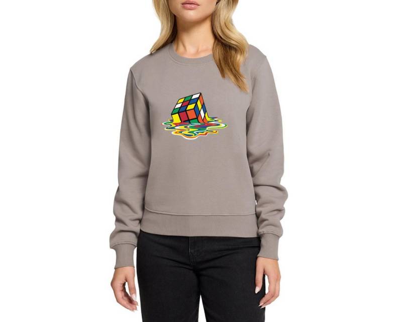 Spreadshirt Sweatshirt Rubik's Cube Zauberwürfel Melting Cube Damen Premium Pullover (1-tlg) von Spreadshirt