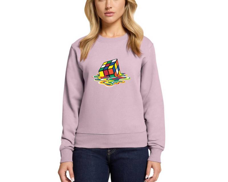 Spreadshirt Sweatshirt Rubik's Cube Zauberwürfel Melting Cube Damen Premium Pullover (1-tlg) von Spreadshirt