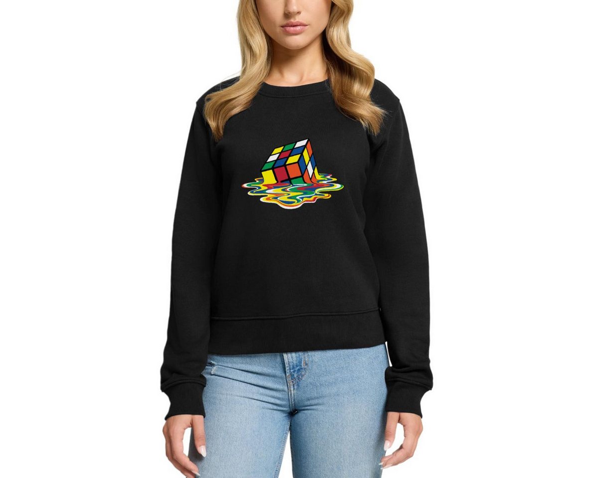 Spreadshirt Sweatshirt Rubik's Cube Zauberwürfel Melting Cube Damen Premium Pullover (1-tlg) von Spreadshirt