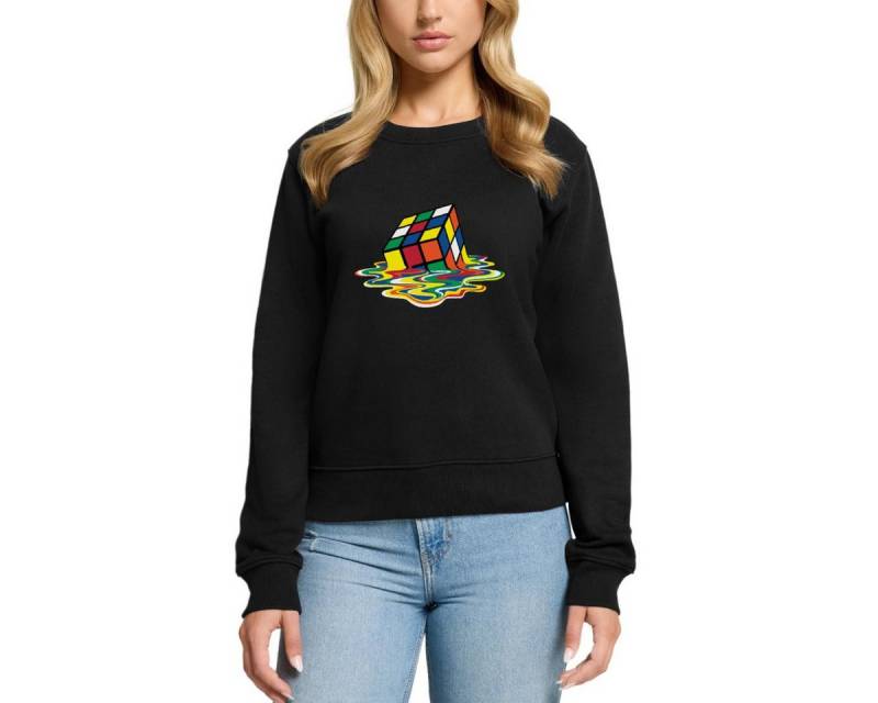 Spreadshirt Sweatshirt Rubik's Cube Zauberwürfel Melting Cube Damen Premium Pullover (1-tlg) von Spreadshirt