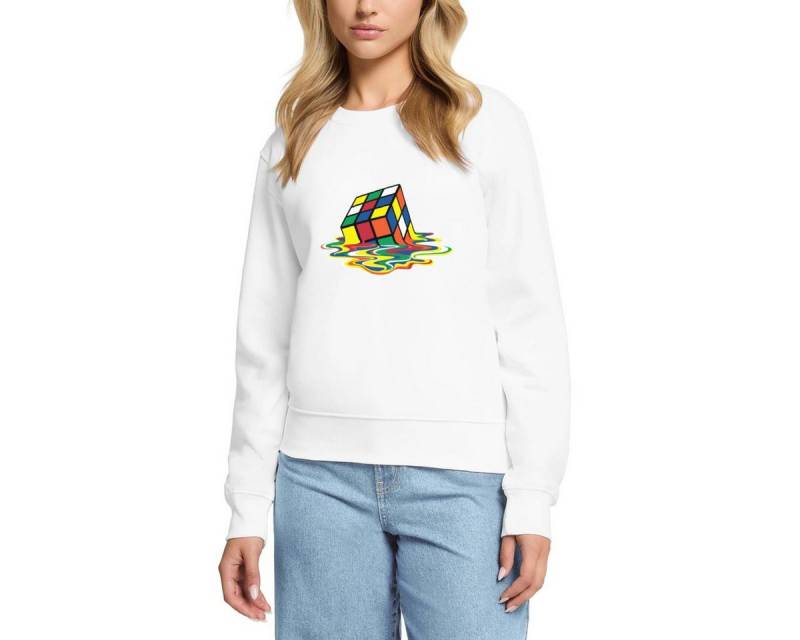 Spreadshirt Sweatshirt Rubik's Cube Zauberwürfel Melting Cube Damen Premium Pullover (1-tlg) von Spreadshirt