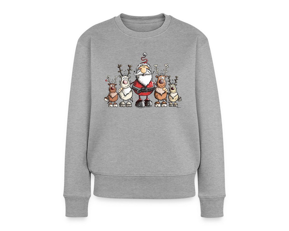 Spreadshirt Sweatshirt Weihnachten Weihnachtsmann Mit Rentieren Damen Premium Pullover (1-tlg) von Spreadshirt
