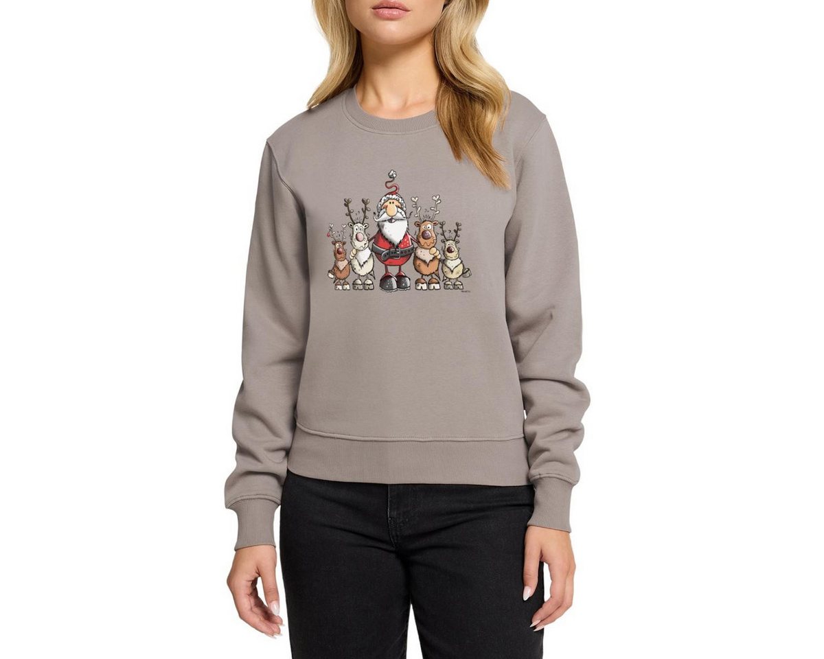 Spreadshirt Sweatshirt Weihnachten Weihnachtsmann Mit Rentieren Damen Premium Pullover (1-tlg) von Spreadshirt