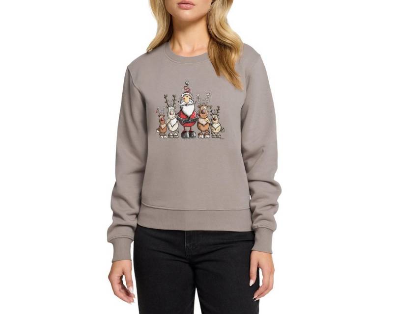 Spreadshirt Sweatshirt Weihnachten Weihnachtsmann Mit Rentieren Damen Premium Pullover (1-tlg) von Spreadshirt