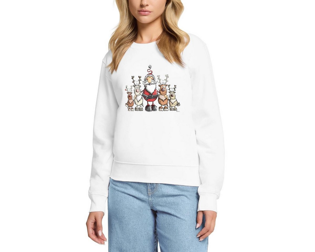 Spreadshirt Sweatshirt Weihnachten Weihnachtsmann Mit Rentieren Damen Premium Pullover (1-tlg) von Spreadshirt