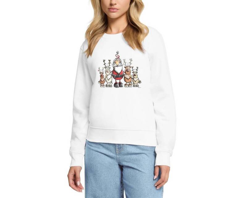 Spreadshirt Sweatshirt Weihnachten Weihnachtsmann Mit Rentieren Damen Premium Pullover (1-tlg) von Spreadshirt