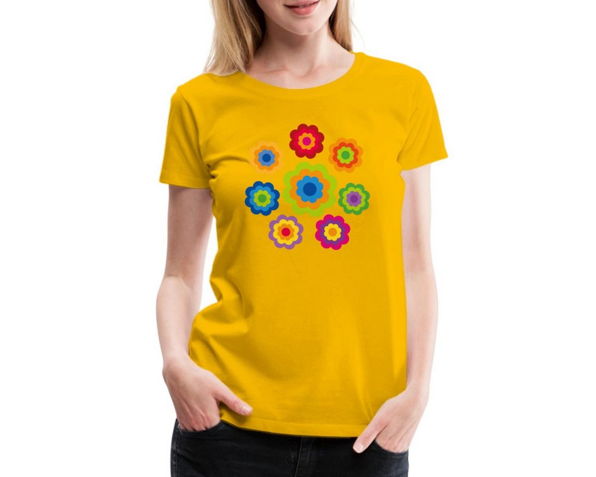 Spreadshirt T-Shirt 70er Jahre Hippie Flower Power Kostüm Blumen Outfit Frauen Premium T-S (1-tlg) von Spreadshirt