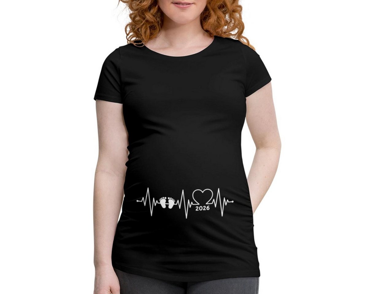 Spreadshirt T-Shirt Baby 2026 EKG Herzschlag Frauen Schwangerschafts T-Shirt (1-tlg) von Spreadshirt