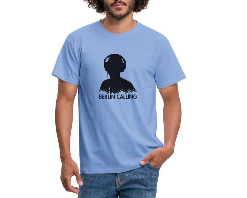 Spreadshirt T-Shirt Berlin Calling Silhouette Musik Geschenk Männer T-Shirt (1-tlg) von Spreadshirt