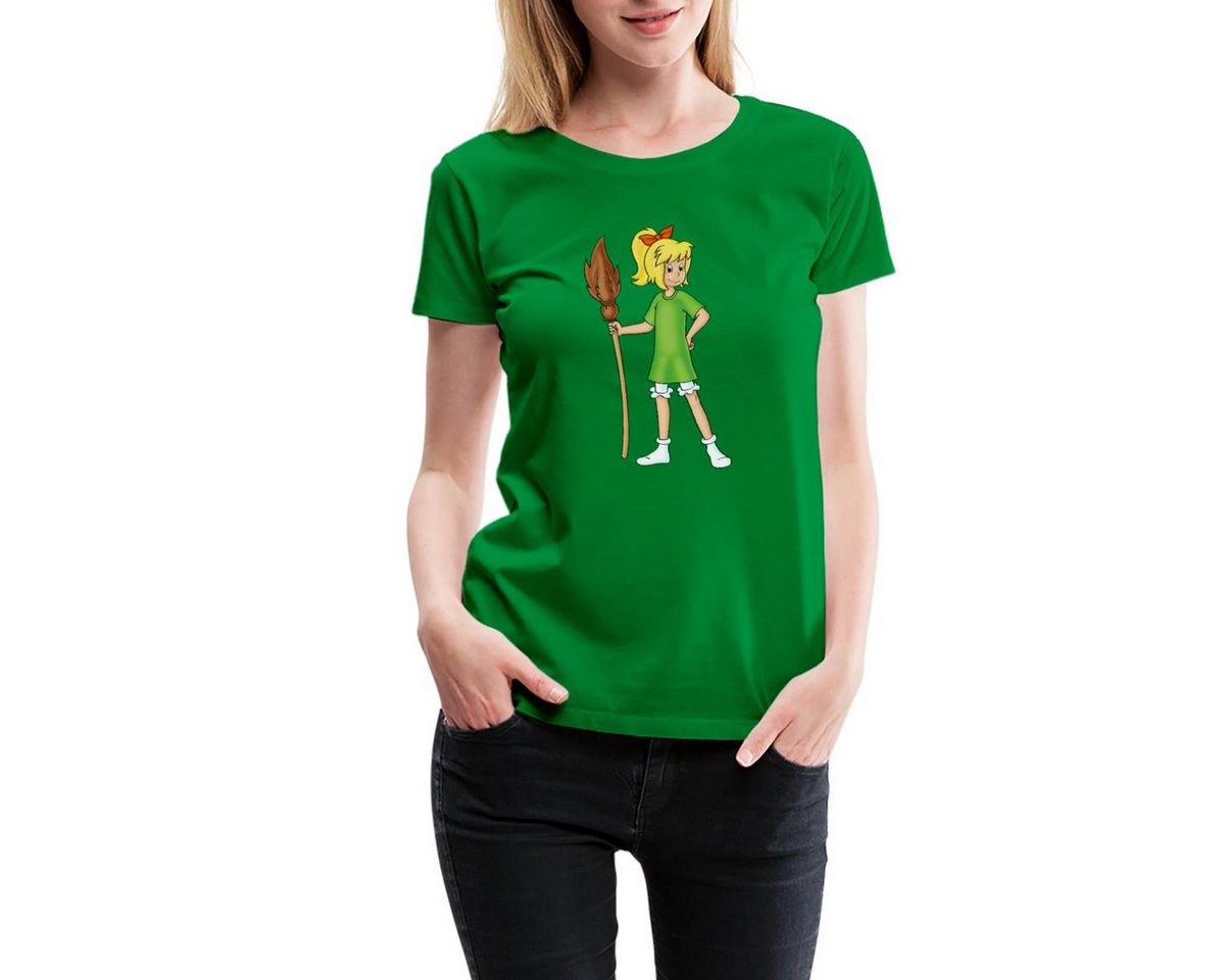 Spreadshirt T-Shirt Bibi Blocksberg Mit Ihrem Besen Kartoffelbrei Frauen Premium T-Shirt (1-tlg) von Spreadshirt