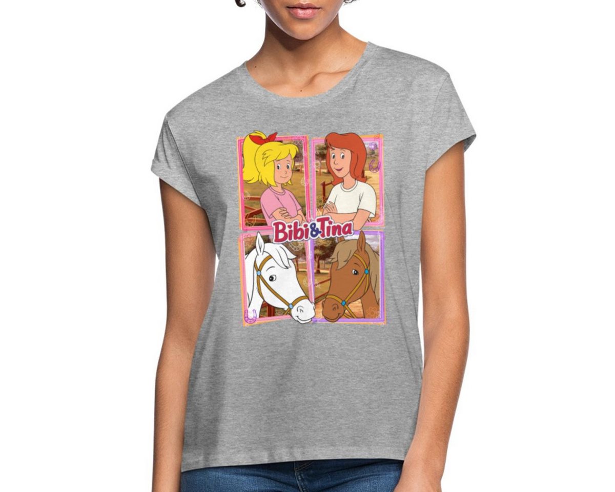 Spreadshirt T-Shirt Bibi Und Tina Mit Amadeus Und Sabrina Kachelmotiv Frauen Oversize T-Sh (1-tlg) von Spreadshirt