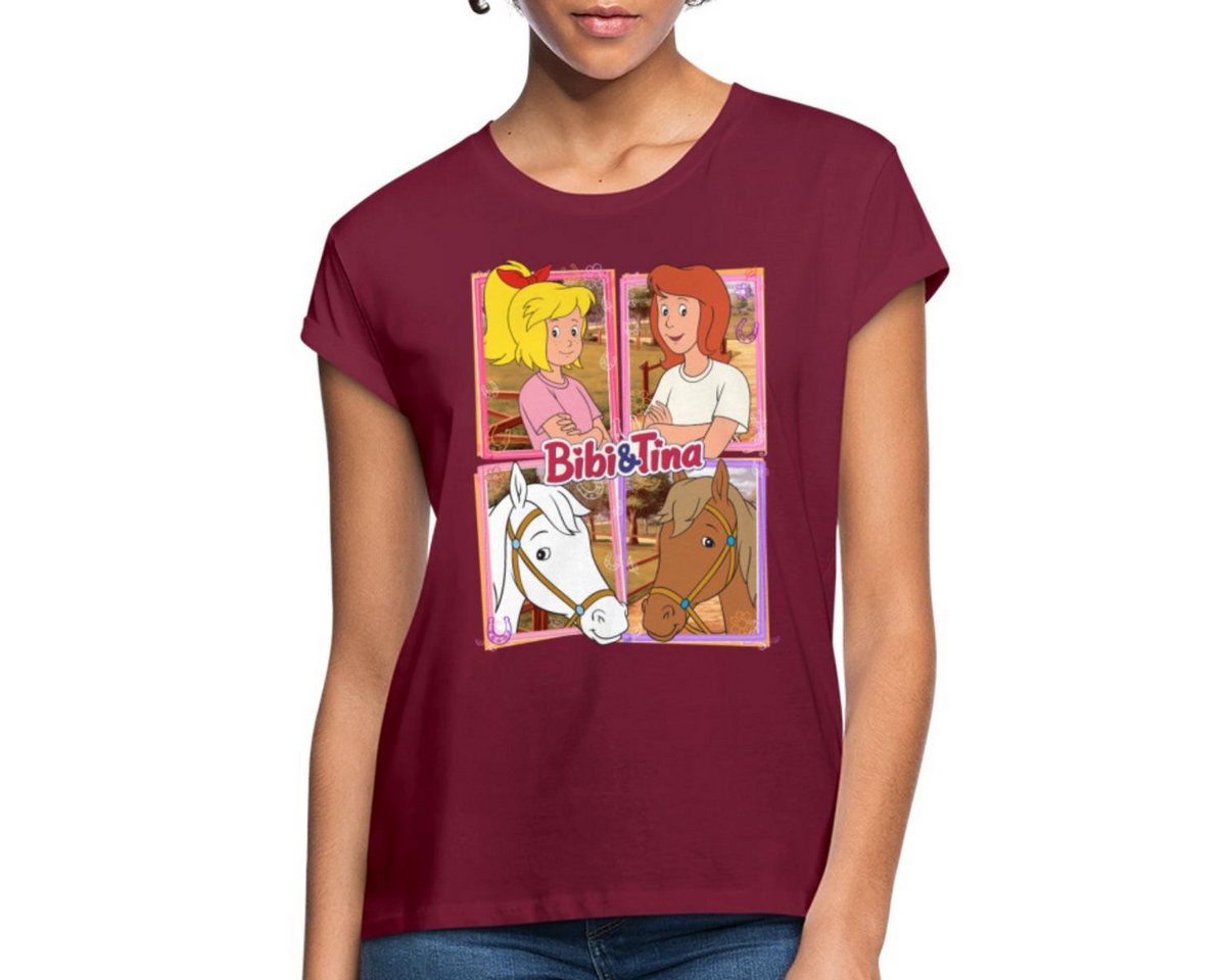Spreadshirt T-Shirt Bibi Und Tina Mit Amadeus Und Sabrina Kachelmotiv Frauen Oversize T-Sh (1-tlg) von Spreadshirt