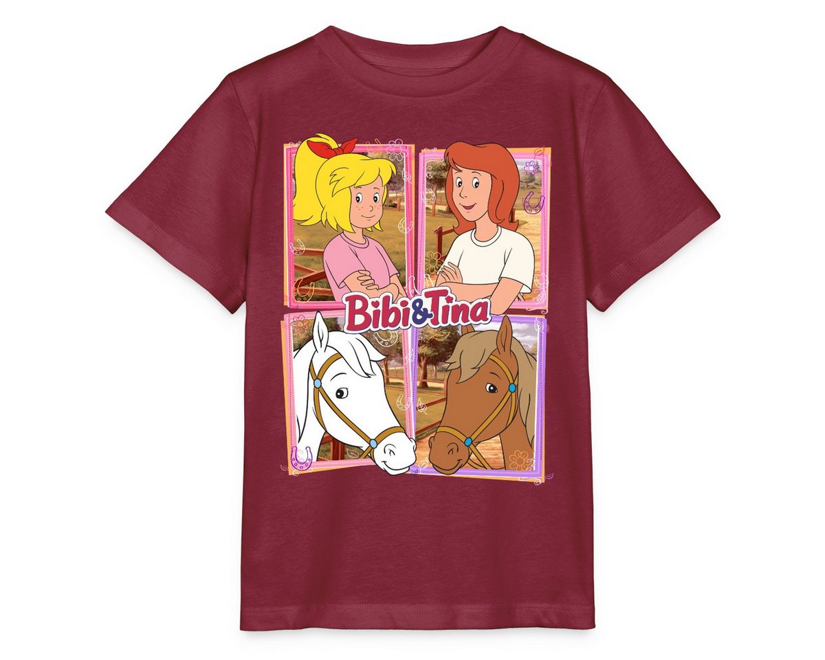 Spreadshirt T-Shirt Bibi Und Tina Mit Amadeus Und Sabrina Kachelmotiv Kinder Basic T-Shirt (1-tlg) von Spreadshirt