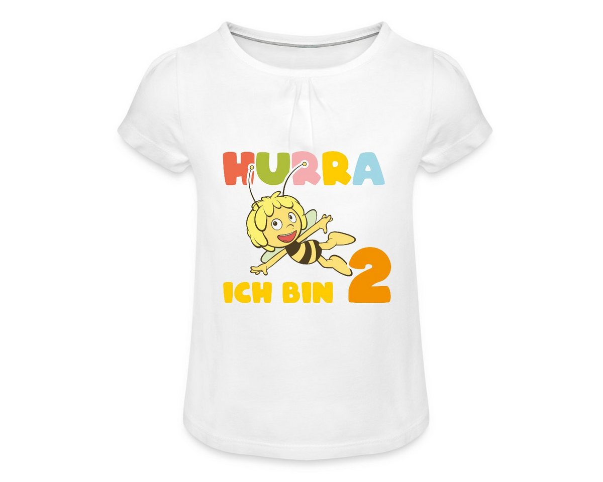 Spreadshirt T-Shirt Biene Maja Hurra Ich Bin 2 Zweiter Geburtstag Mädchen T-Shirt mit Raff (1-tlg) von Spreadshirt