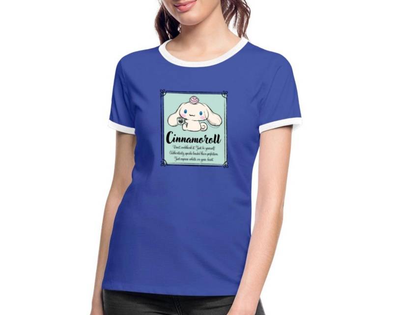 Spreadshirt T-Shirt Cinnamoroll Just Be Yourself Frauen Kontrast T-Shirt (1-tlg) von Spreadshirt