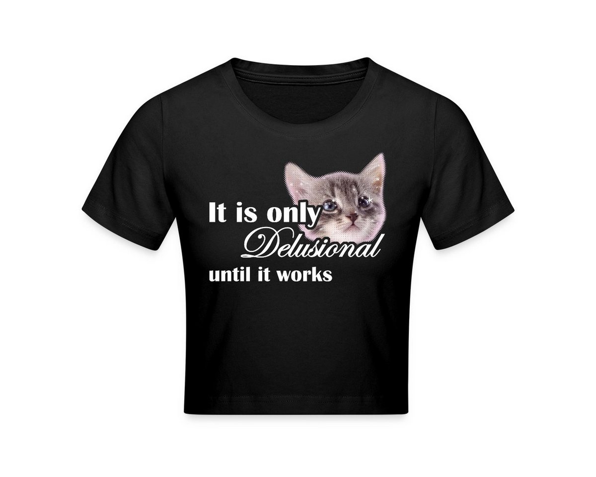 Spreadshirt T-Shirt Delulu Delusional Kitty Print Motivation Crop T-Shirt (1-tlg) von Spreadshirt
