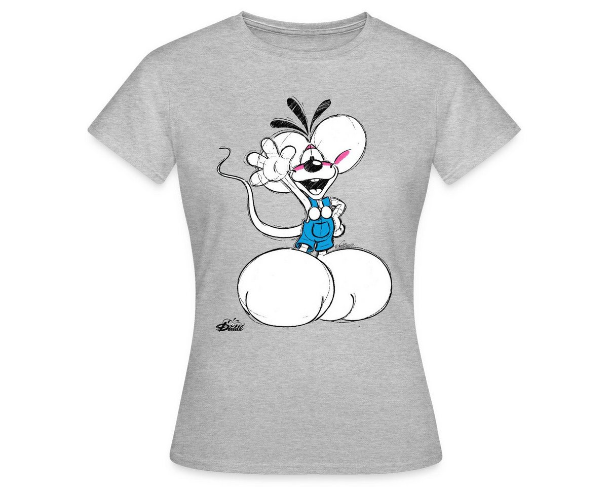 Spreadshirt T-Shirt Diddl Diddlmaus Winkt Fröhlich Frauen T-Shirt (1-tlg) von Spreadshirt