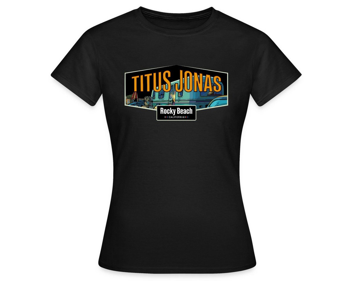 Spreadshirt T-Shirt Die drei Fragezeichen Titus Jonas Wohnwagen Frauen T-Shirt (1-tlg) von Spreadshirt
