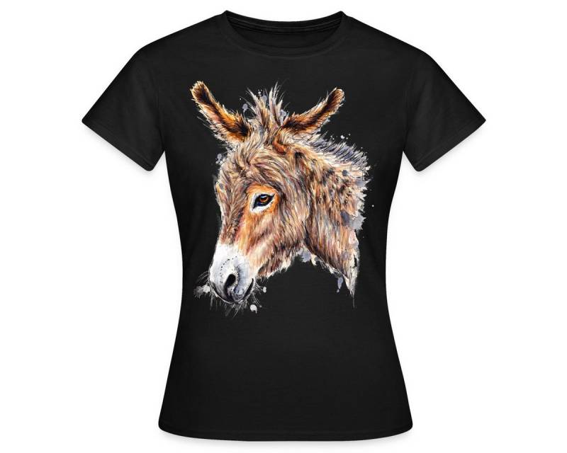 Spreadshirt T-Shirt Esel Profil Kopf Aquarell Frauen T-Shirt (1-tlg) von Spreadshirt