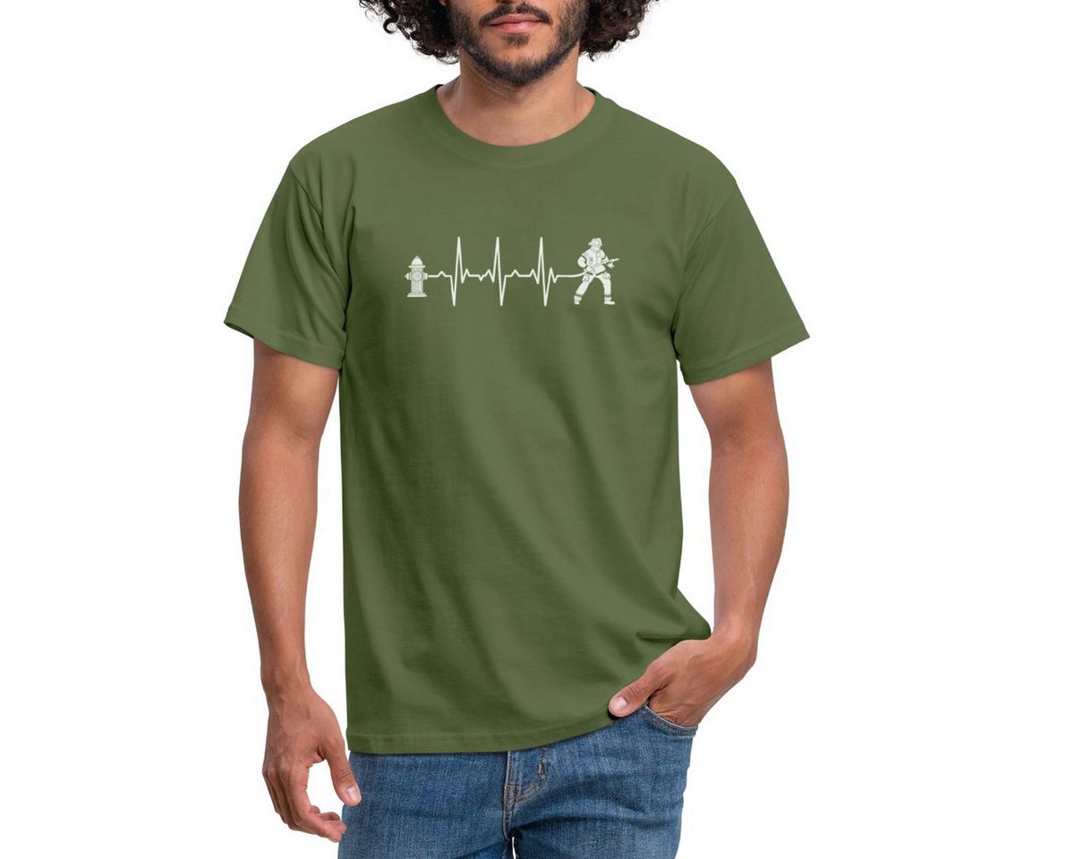 Spreadshirt T-Shirt Feuerwehrmann Feuerwehr Geschenk Herzschlag EKG Hydrant Männer T-Shirt (1-tlg) von Spreadshirt