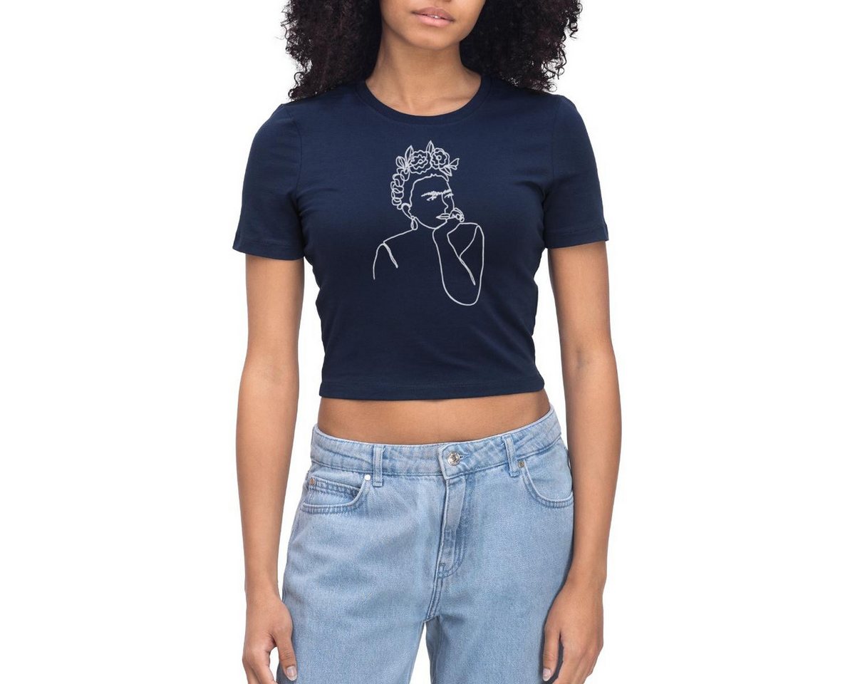 Spreadshirt T-Shirt Frida Kahlo Zeichnung Weiß Crop T-Shirt (1-tlg) von Spreadshirt