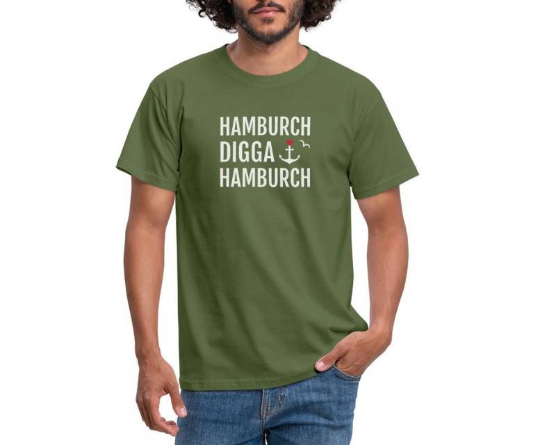Spreadshirt T-Shirt Hamburch DIGGA Hamburch Anker Nordsee Männer T-Shirt (1-tlg) von Spreadshirt