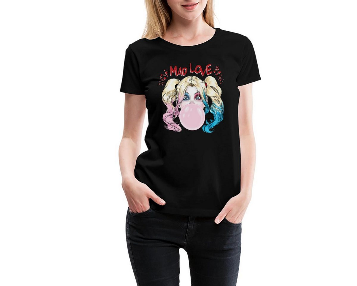 Spreadshirt T-Shirt Harley Quinn Mad Love Bubblegum Frauen Premium T-Shirt (1-tlg) von Spreadshirt