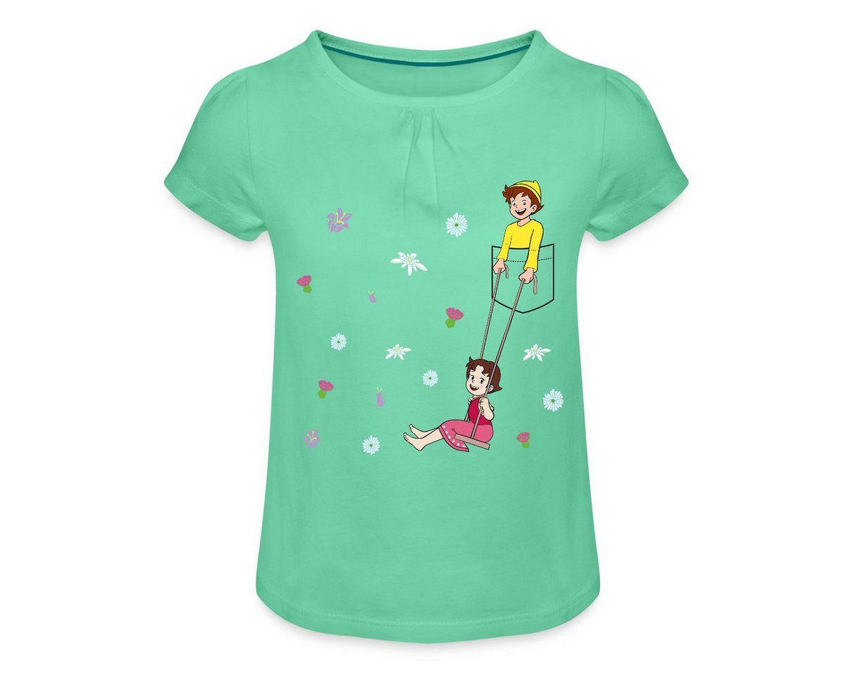 Spreadshirt T-Shirt Heidi Schaukelt Mit Peter Brusttasche Mädchen T-Shirt mit Raffungen (1-tlg) von Spreadshirt