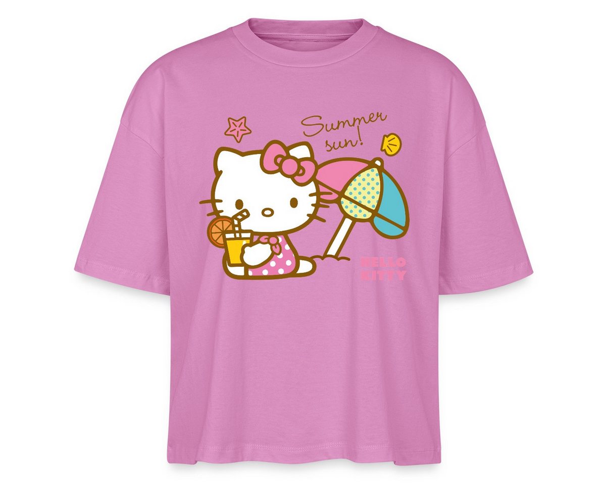 Spreadshirt T-Shirt Hello Kitty Am Strand Summer Sun Boxy Shirt Damen (1-tlg) von Spreadshirt