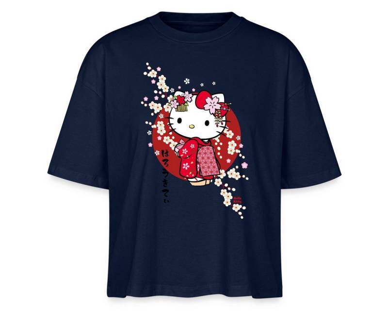Spreadshirt T-Shirt Hello Kitty Japan Kimono Kirschblüten Frauen Boxy T-Shirt (1-tlg) von Spreadshirt
