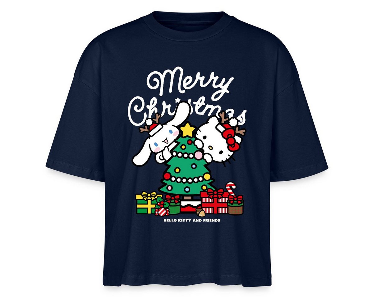 Spreadshirt T-Shirt Hello Kitty Und Cinnamoroll Weihnachten Boxy Shirt Damen (1-tlg) von Spreadshirt