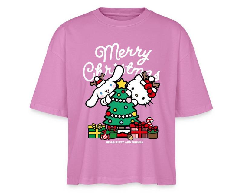 Spreadshirt T-Shirt Hello Kitty Und Cinnamoroll Weihnachten Boxy Shirt Damen (1-tlg) von Spreadshirt