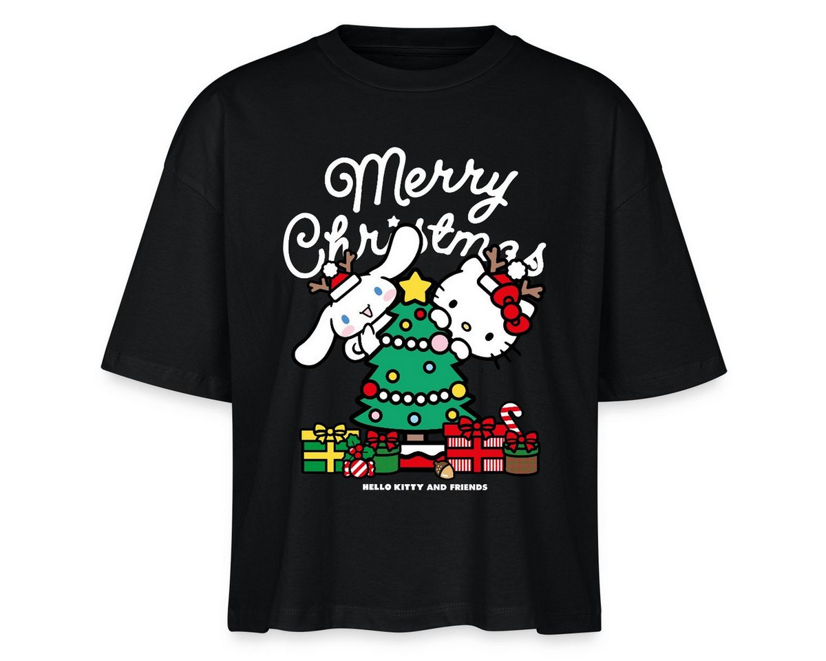 Spreadshirt T-Shirt Hello Kitty Und Cinnamoroll Weihnachten Boxy Shirt Damen (1-tlg) von Spreadshirt