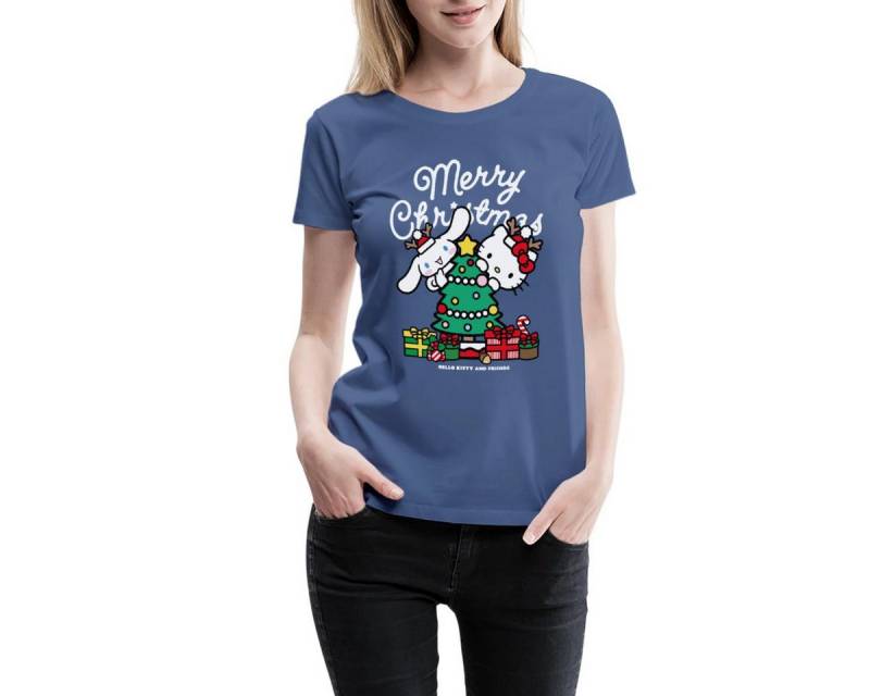 Spreadshirt T-Shirt Hello Kitty Und Cinnamoroll Weihnachten Frauen Premium T-Shirt (1-tlg) von Spreadshirt